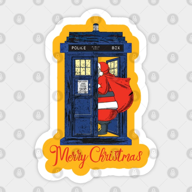 Christmas 1822 - Nicholas Visit The Blue Police Box 2 Sticker by EDDArt